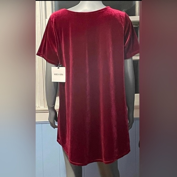 NWT Agnes & Dora Red Tunic XXL Top Plus Size Velvet Special Occasion Flowy - Picture 2 of 5
